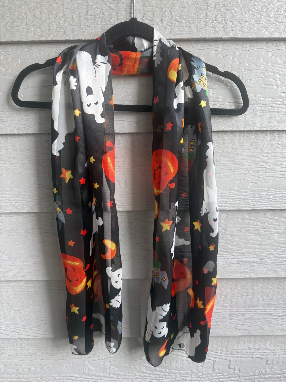 Halloween Ghost & Pumpkin Sheer Scarf